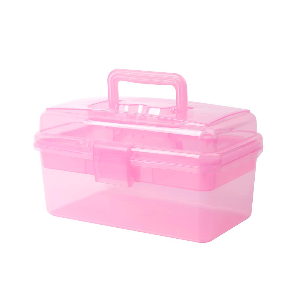 Multipurpose Plastic Storage Container Box with Handle and Latch Lock, Clear Gray