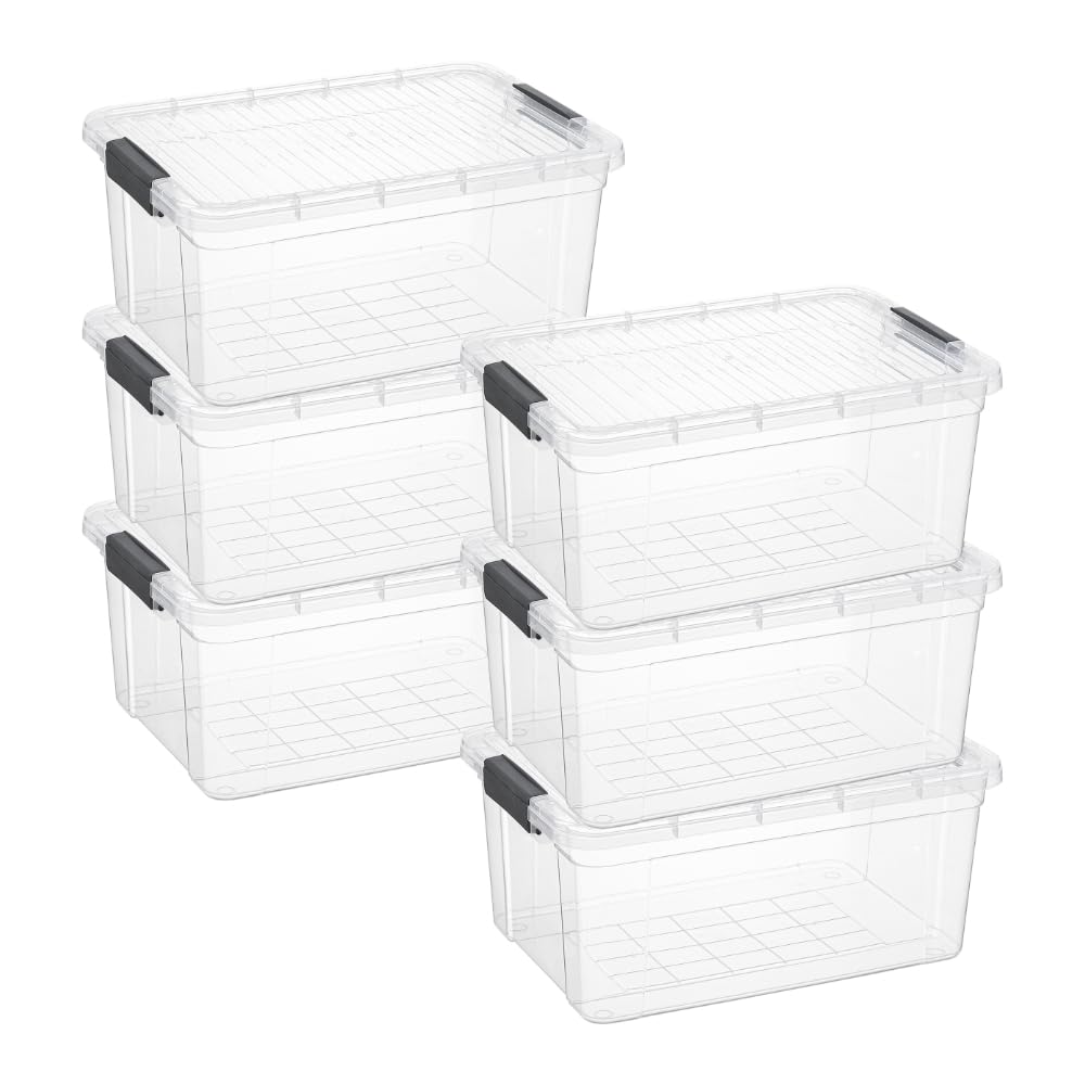 Superio 13.7 Quart Clear Plastic Storage Bin with Lid, Stackable Organizer Box, BPA-Free Storage Container for Home, Garage, School & Office, 1 Pack