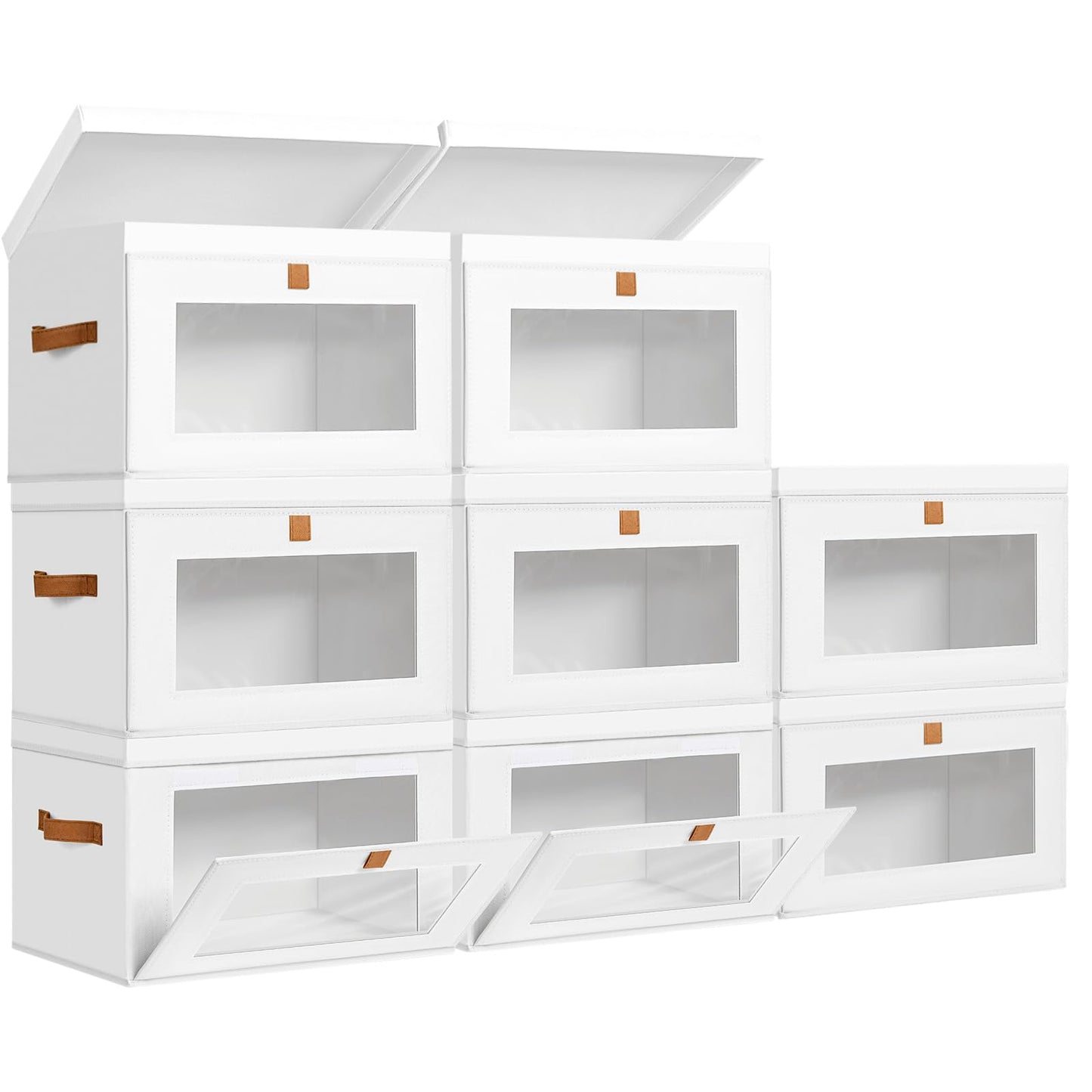 DIMJ Storage Bins with Lids - 4 Pack Large Fabric Closet Organizer with Window & Handles, Collapsible Decorative Storage Boxes for Shelves Under Bed, Books Clothes Blankets Sweaters Organization