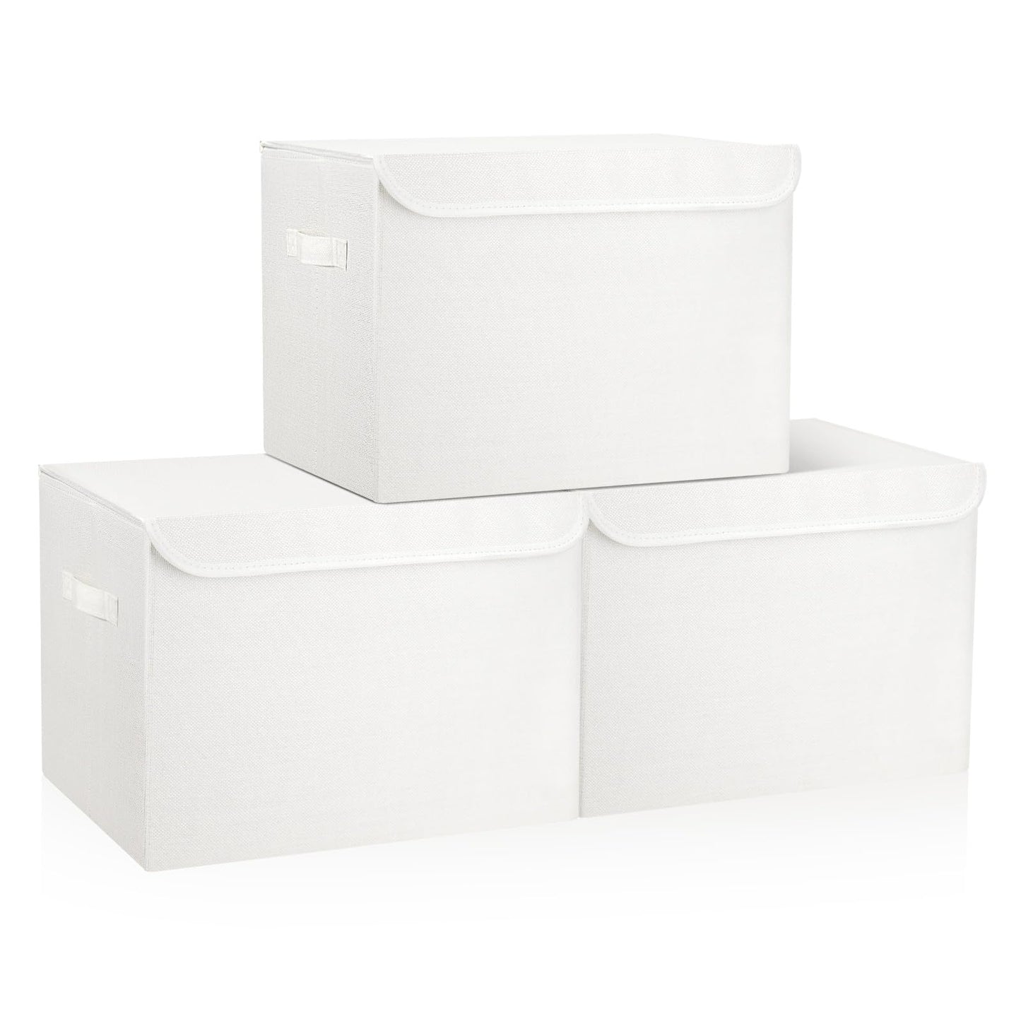 Bagnizer Large 22 Quart Linen Fabric Foldable Storage Bin Cube Organizer Basket with Flip-Top Lid & Handles, Clothes Blanket Box for Home, Office, Closet, Black, 4 Pack 14.6 x 9.5 x 9.5”