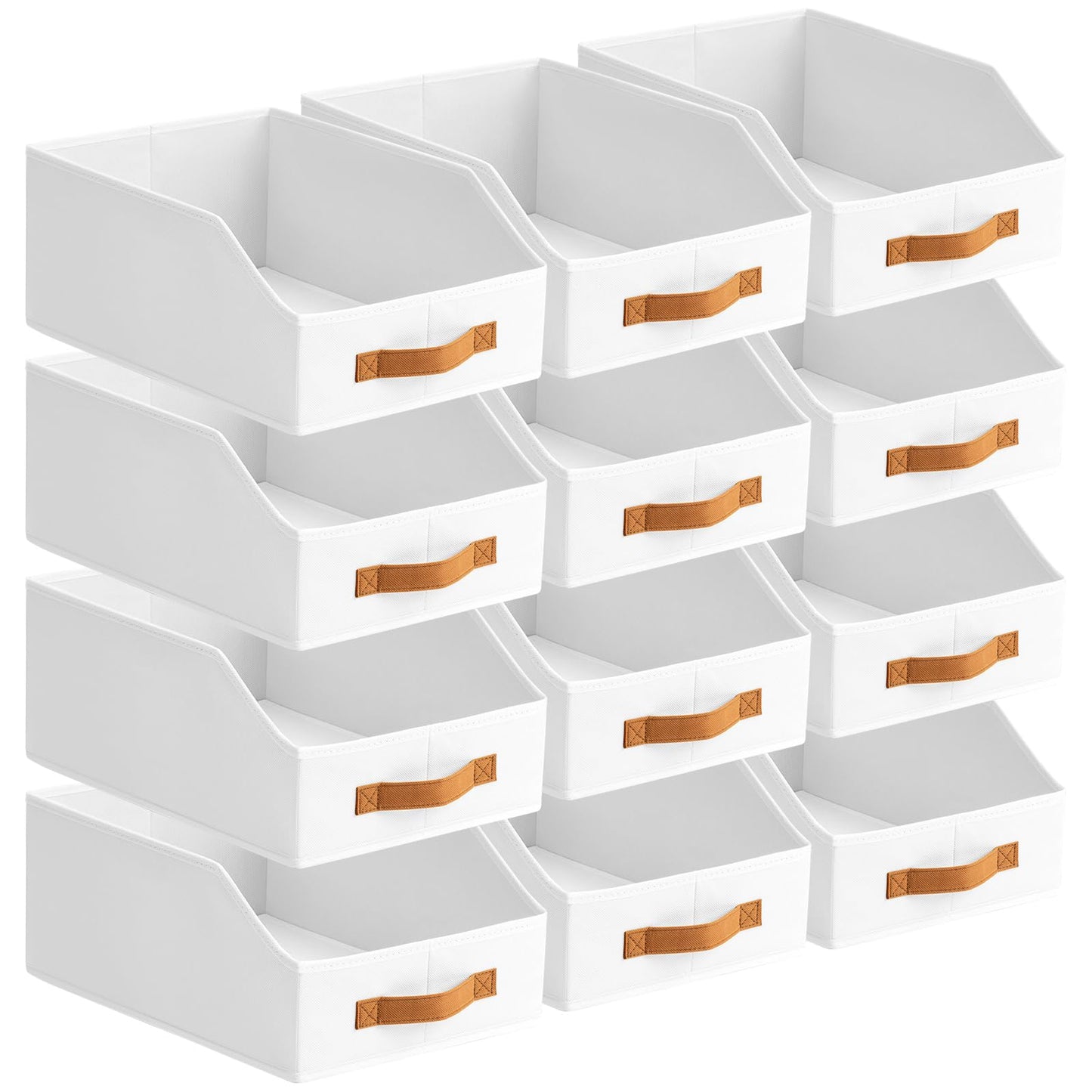 Homsorout Fabric Storage Bins for Organizing - 6 Pack Large Trapezoid Collapsible Storage Bins with Front Handle, Closet Organizers and Storage for Bedroom, Home Shelves, Small Spaces, Beige