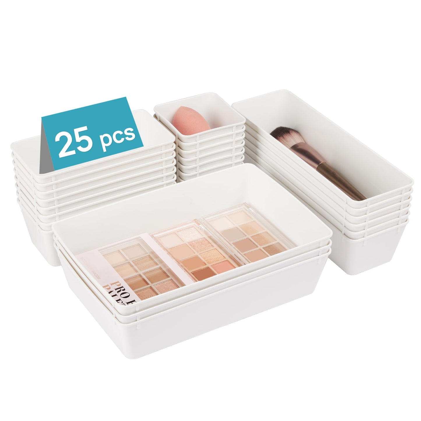 Vtopmart 25 Pack Plastic Drawer Organizers with Non-slip Rubber Pads