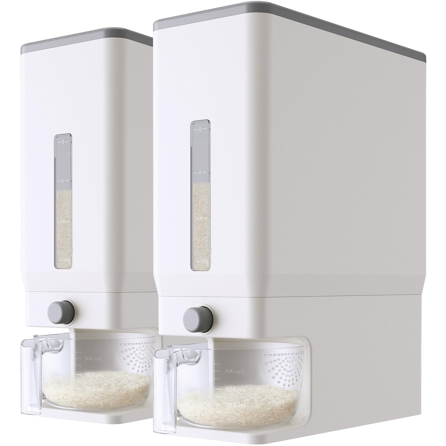 Lifewit Rice Dispenser 25 Lbs, Airtight Storage with Measuring Cup, Grey