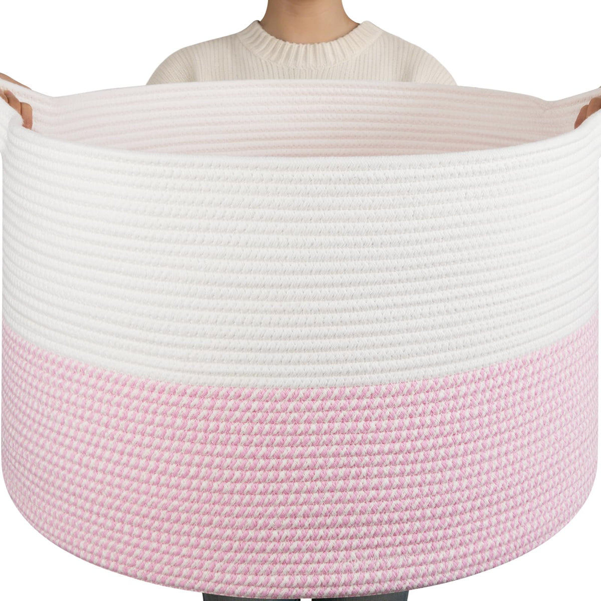 OIAHOMY 90L XXXLarge Blanket Basket Living Room Laundry Basket Brown