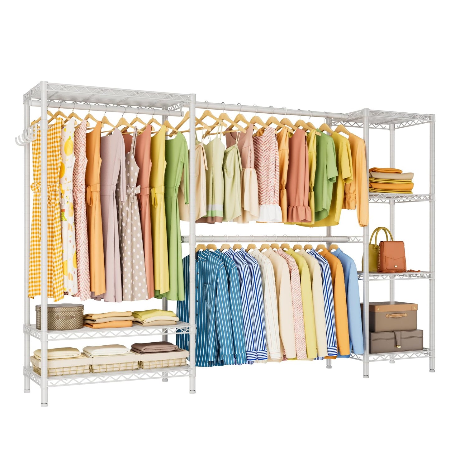 Golpart Heavy Duty Clothes Rack Metal Wardrobe with Adjustable Wire Shelves
