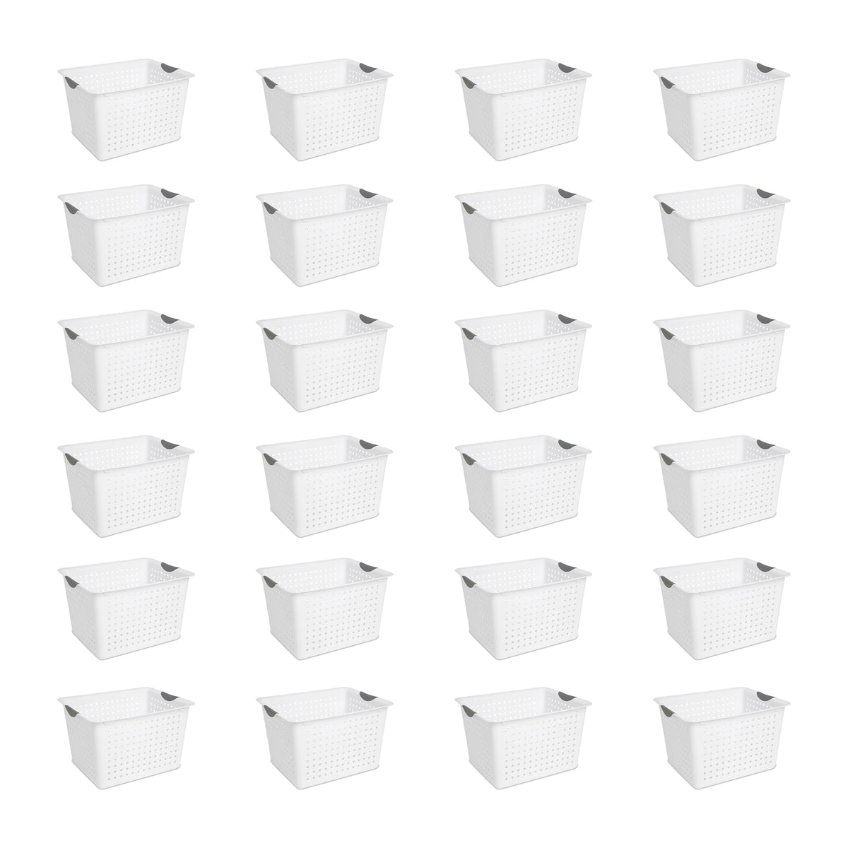 Sterilite Medium Ultra™ Basket, Open Plastic Storage Bin, White, 6 Pack