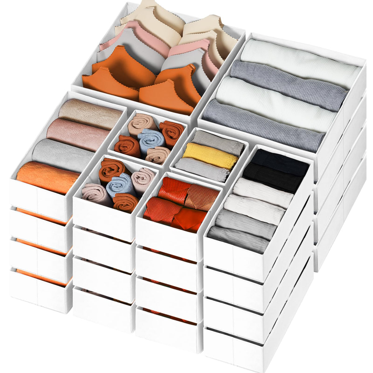 Criusia Drawer Organizer Clothes 12 Pack, Dresser Organizer for Nursery Bedroom Closet Organization and Storage - Baby Clothes Organizer Bins - Drawer Divider for Sock Underwear Bra Ties (Grey)
