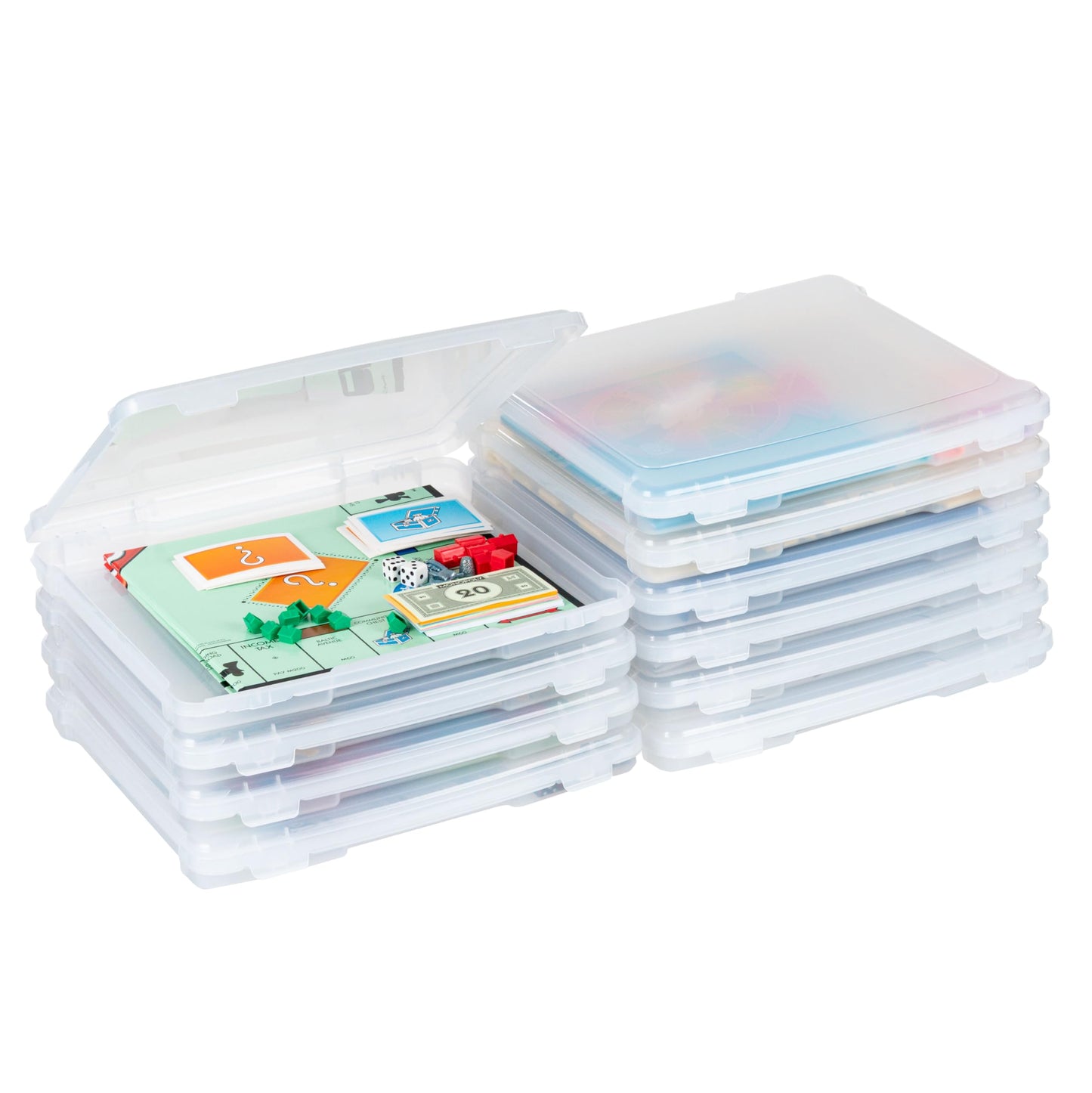 IRIS USA Board Game Storage |Made in USA| Slim Craft Case (10-Pack) - Clear