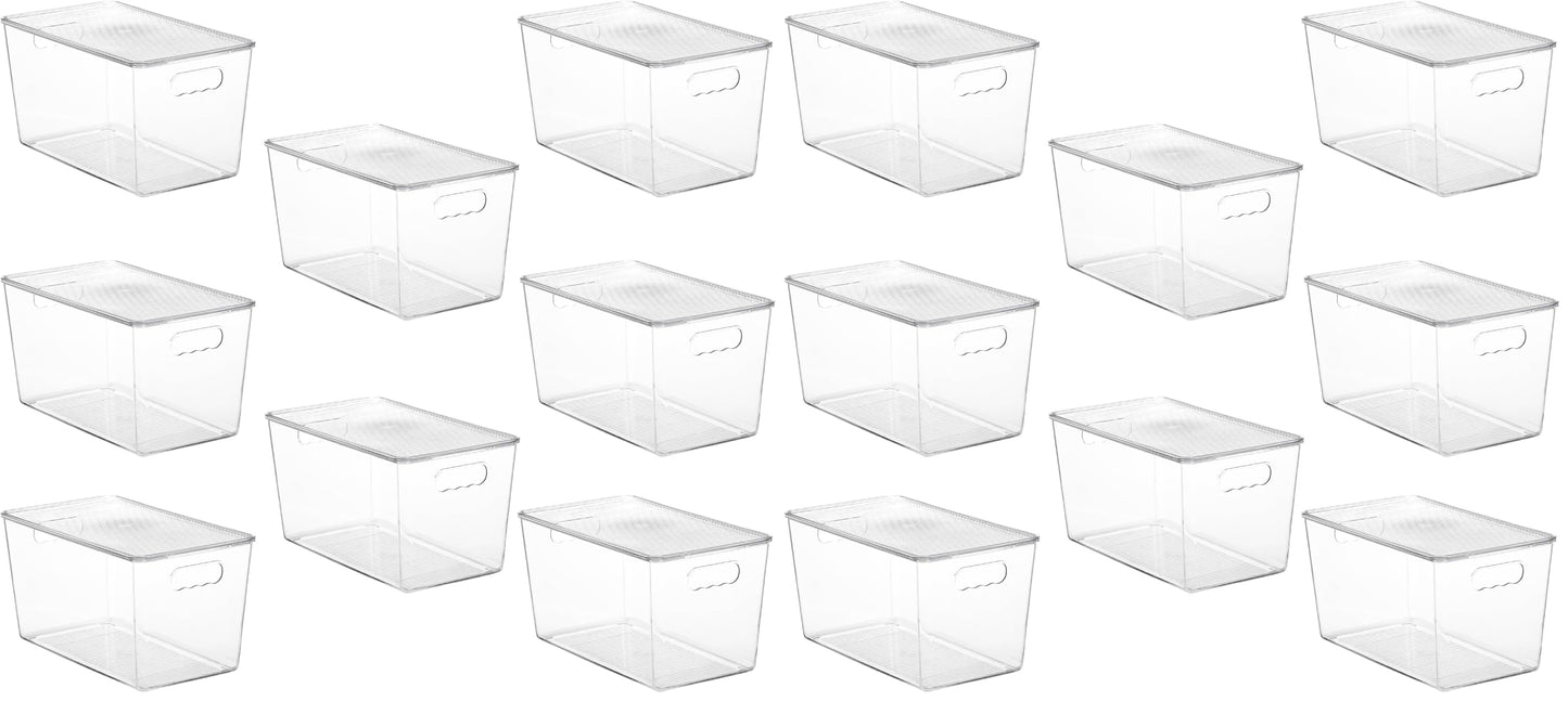 Vtopmart 6 Pack Clear Stackable Storage Bins with Lids and Handles, Large