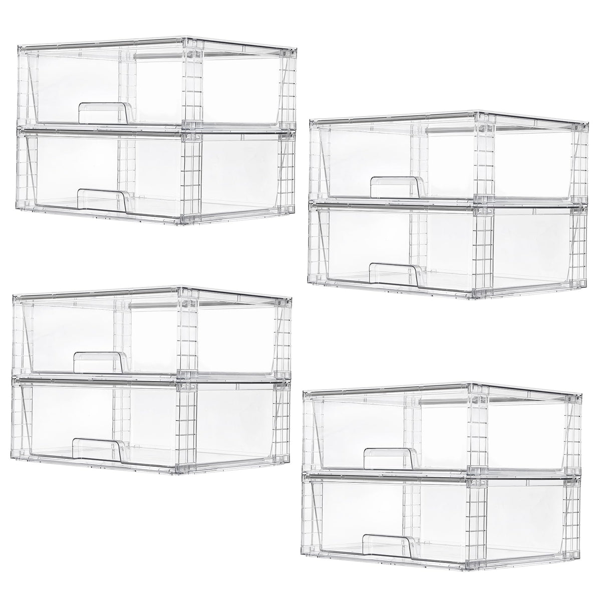 Vtopmart 2 Pack Large Clear Stackable Storage Drawers for Closet, Pantry