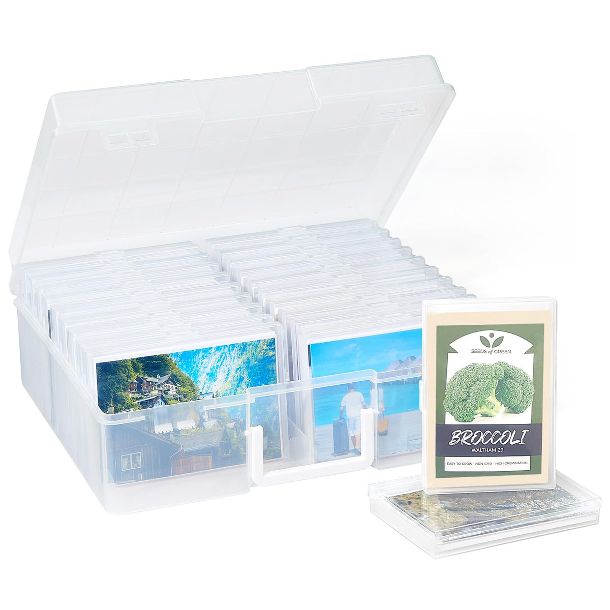 Lifewit 16 Pcs Photo Storage Box for 4"x 6" Pictures, Acid-Free, Clear
