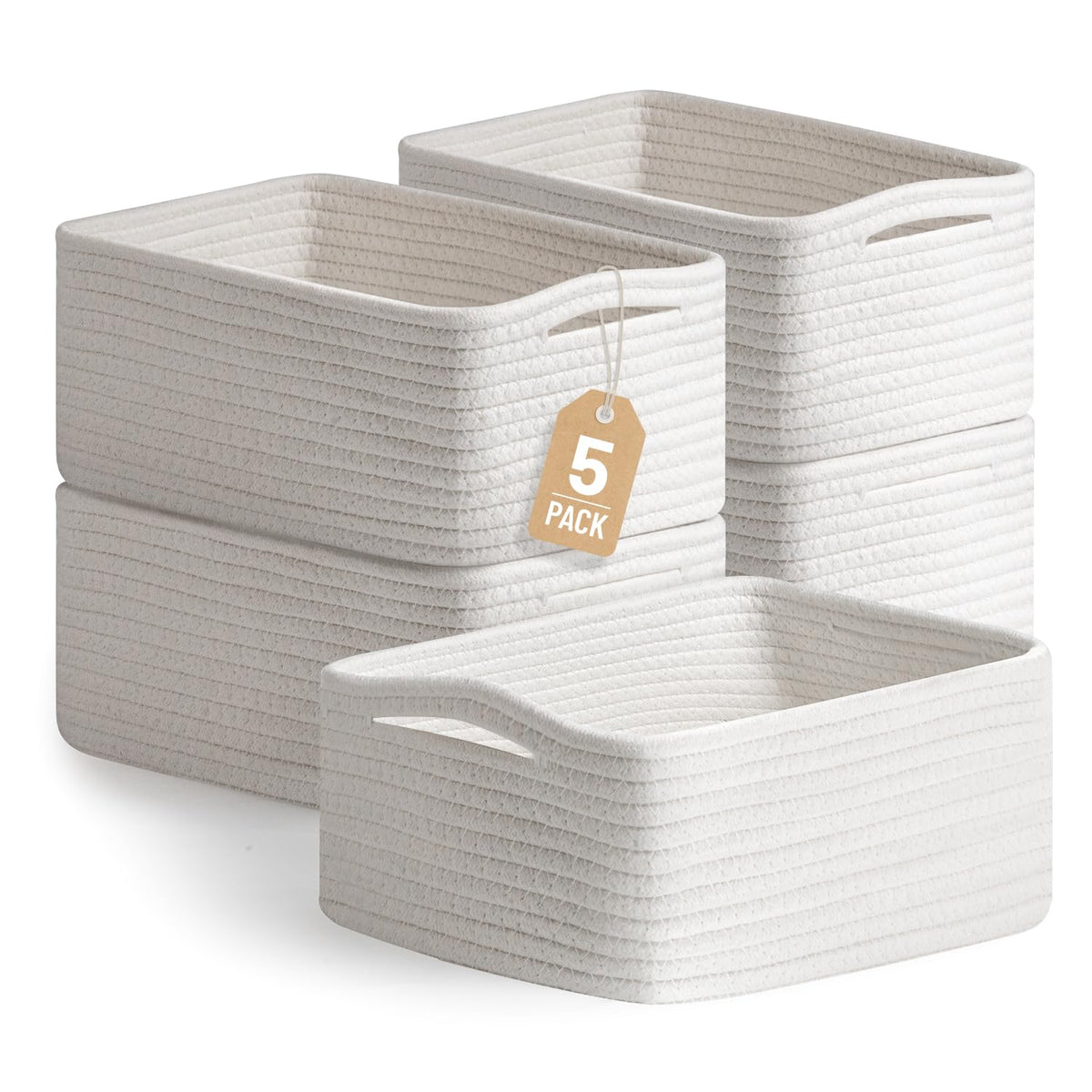 5 Pack Small Woven Storage Baskets for Shelves, Gift Baskets Empty