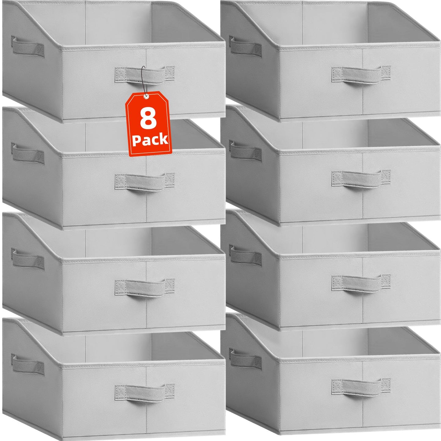 Criusia Closet Organizers Bins 6 Pack - Large Closet Shelf Organizer with Handles - Fabric Trapezoid Home Organization and Storage Baskets for Organizing Clothes Toy Blanket Towel Purse Hats