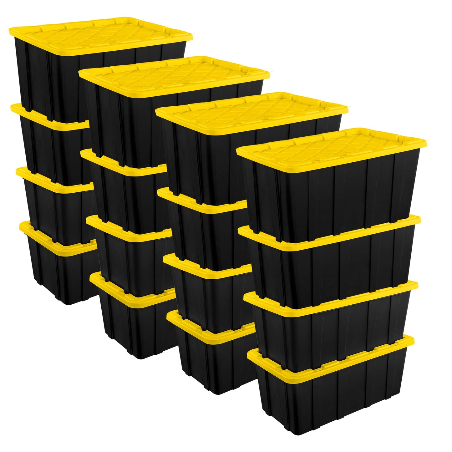 Sterilite Industrial Storage Tote with Lids for Garage, 27 Gallon, 4-Pack