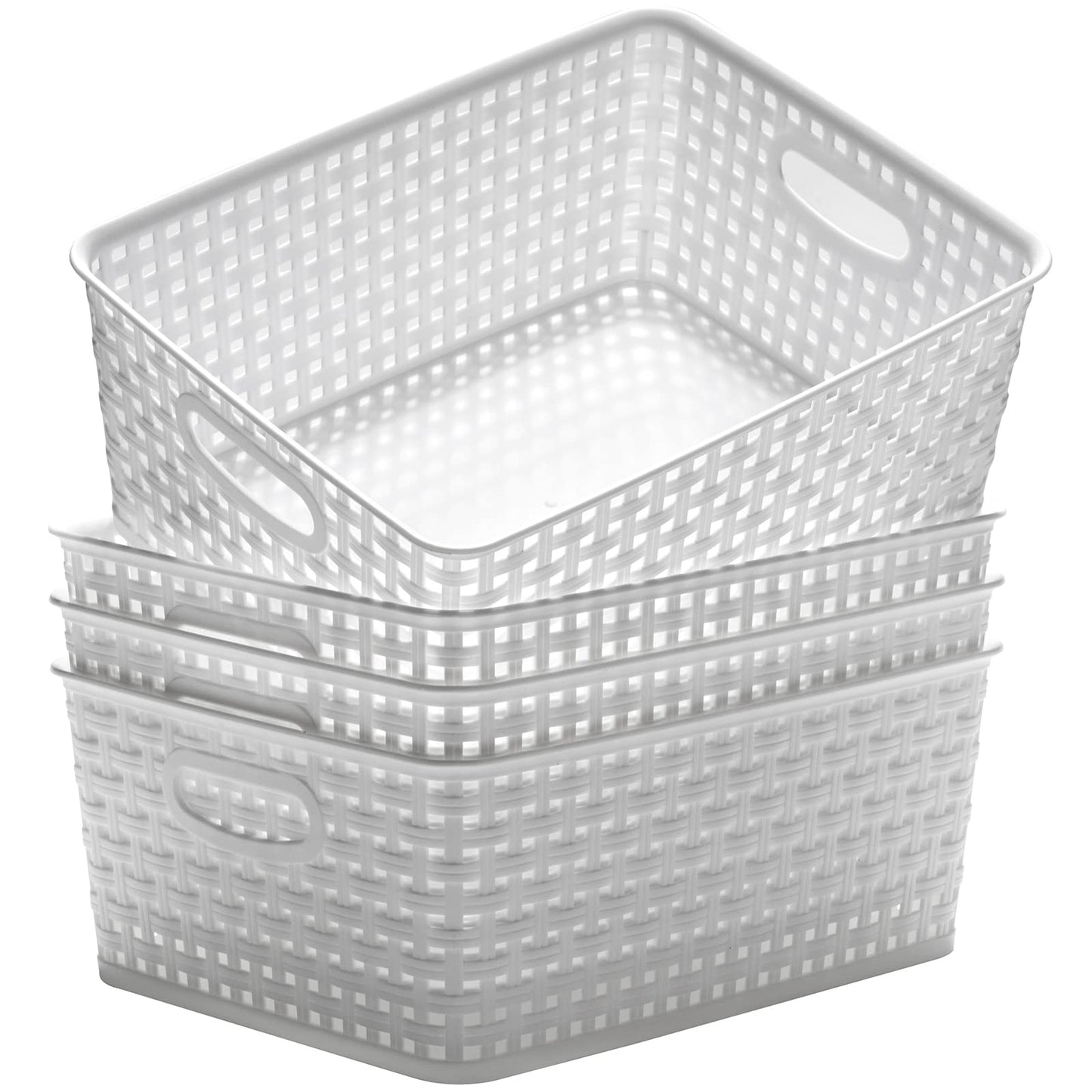 Eslite Plastic Storage Baskets for Organizing,11"X8.5"X4.7",Pack of 4 (Black)