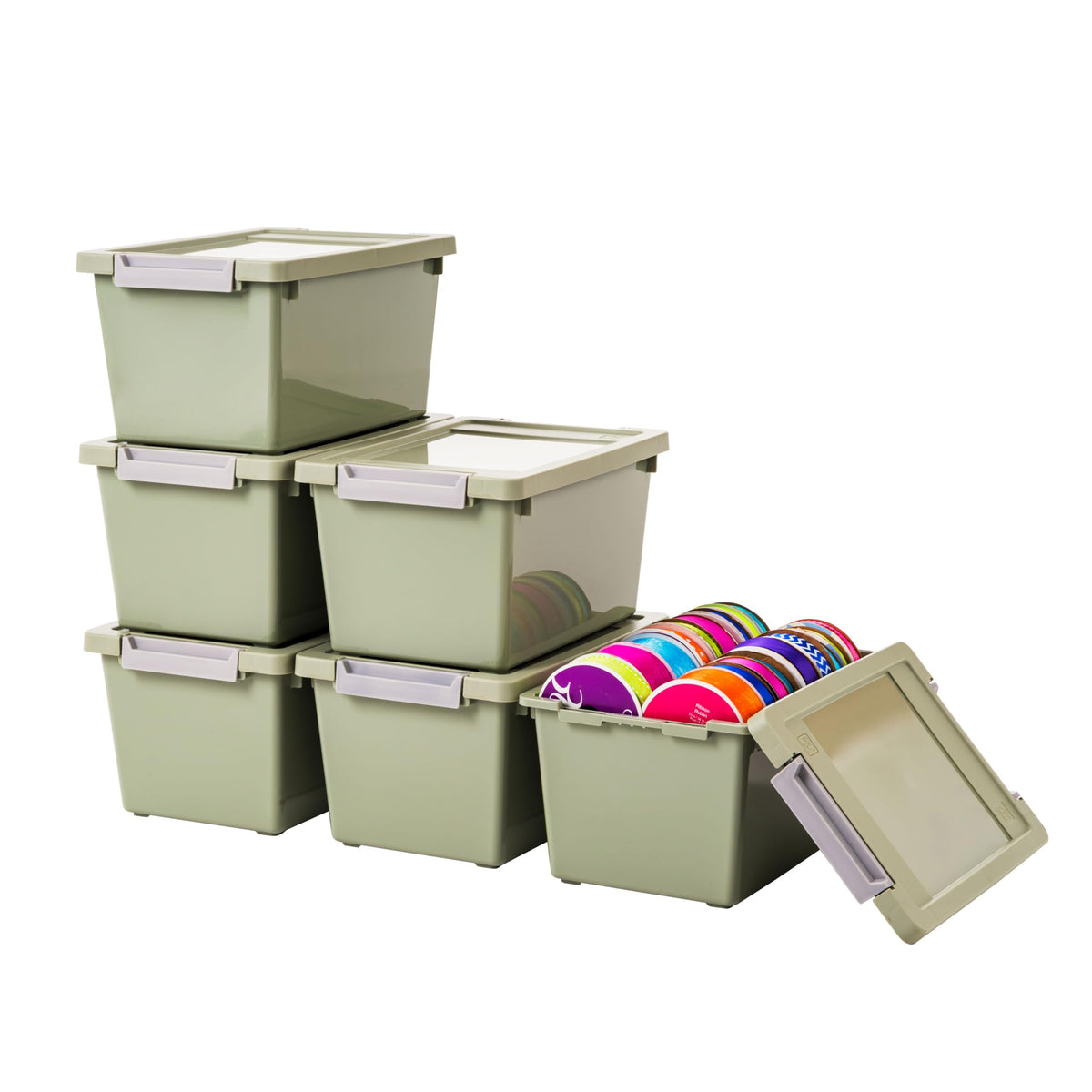 IRIS USA Storage Bins with Lids |Made in USA| 6 Qt - (4-Pack) - Clear