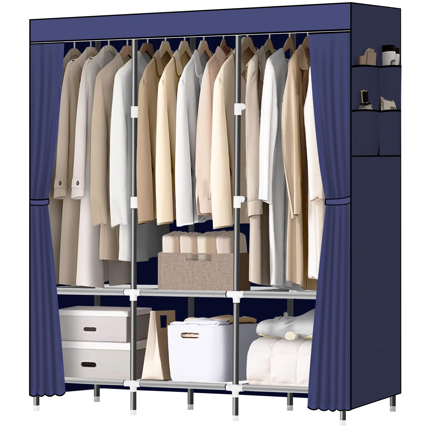 LOKEME Wardrobe Closet,Steel Pipe Diameter 19mm,Portable Closet for Bedroom