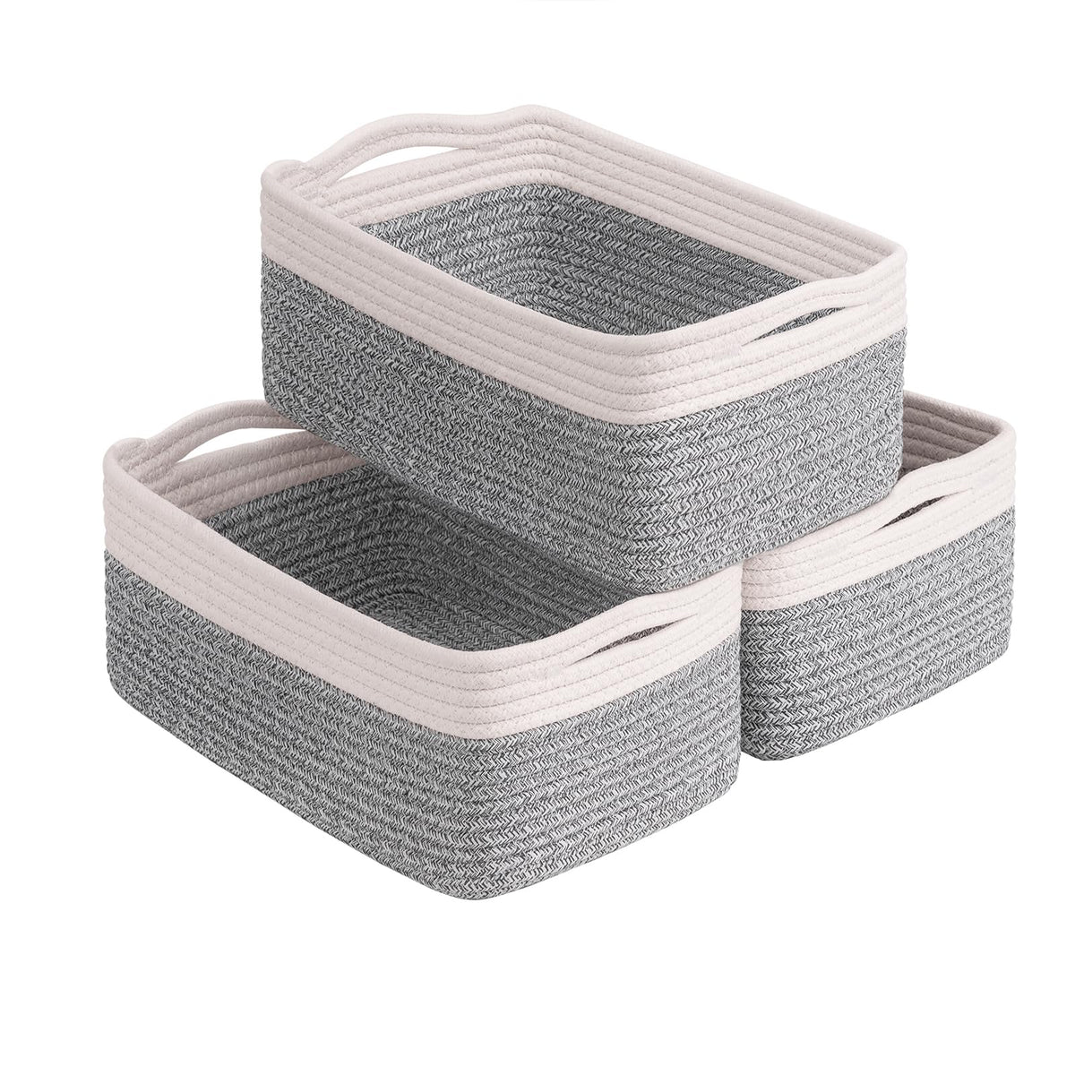 Goodpick 3Pack Rope Storage Baskets for Shelves Organizing, 11 x 7 x 4.5 in