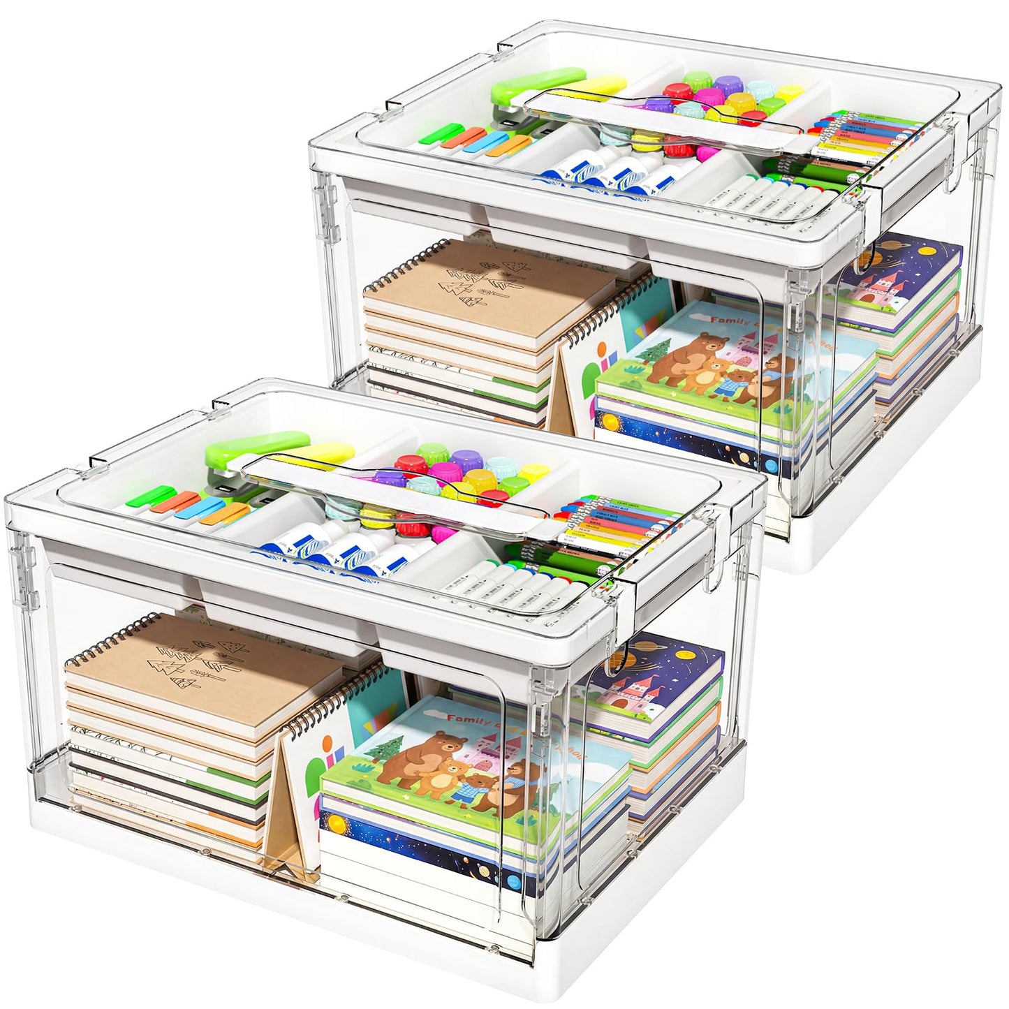 24QT 2Packs Clear Craft Organizers and Storage with Trays