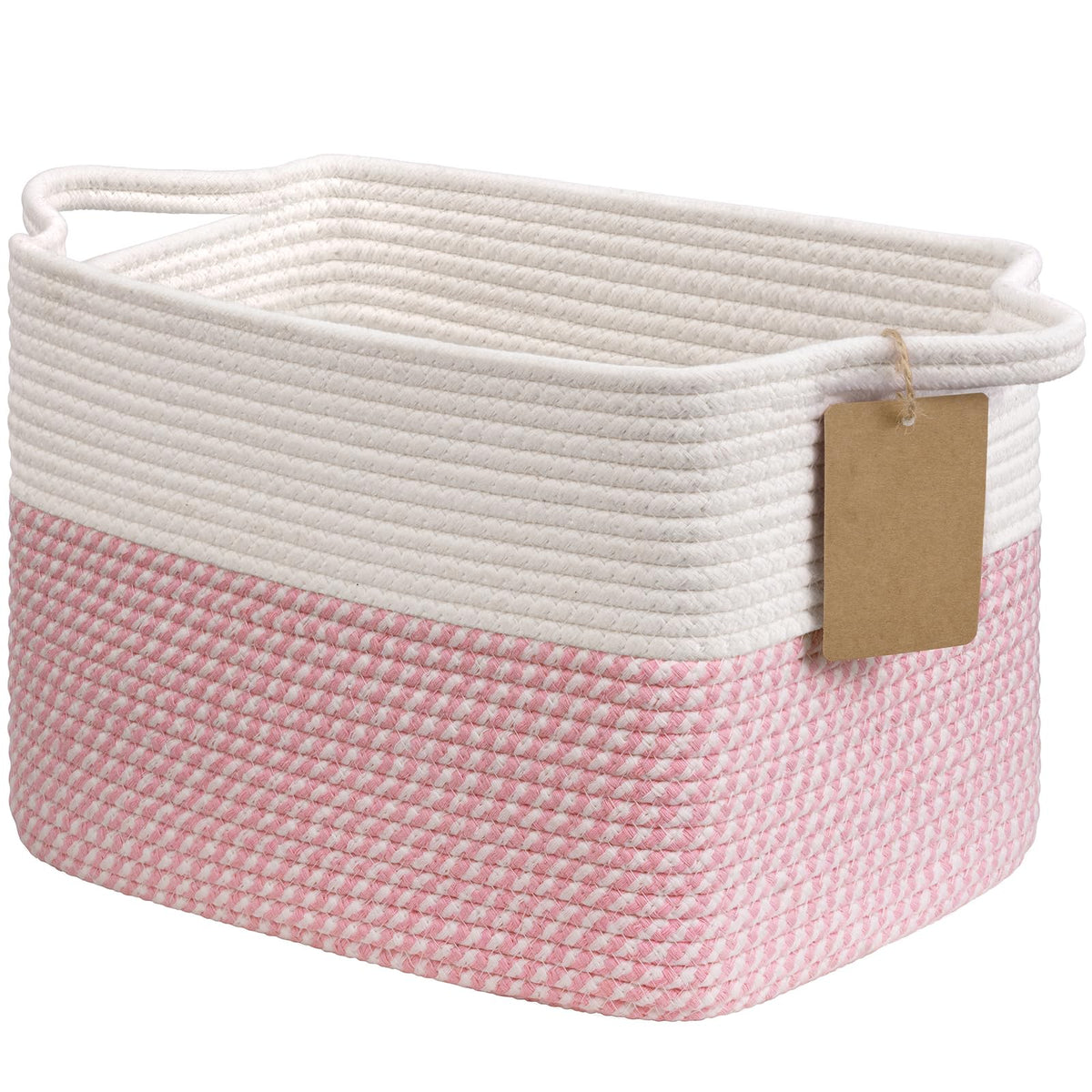 Goodpick Woven Rope Storage Basket for Shelves, Rectangle, Light Brown