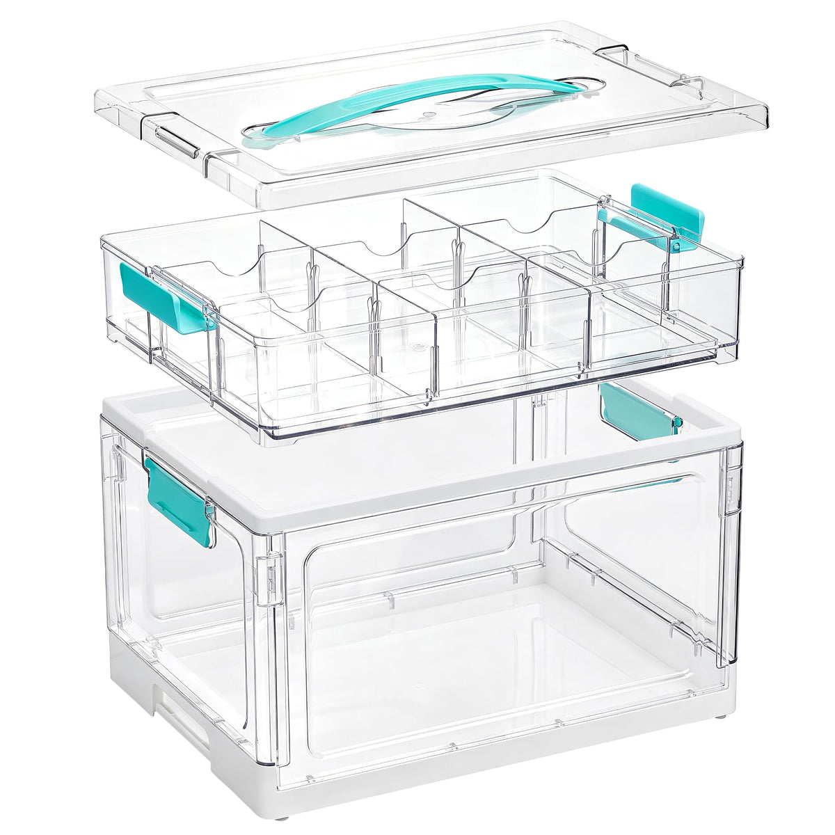 Vtopmart 24 QT Clear Craft Organizer with Removable Tray & Dividers, 1 Pack