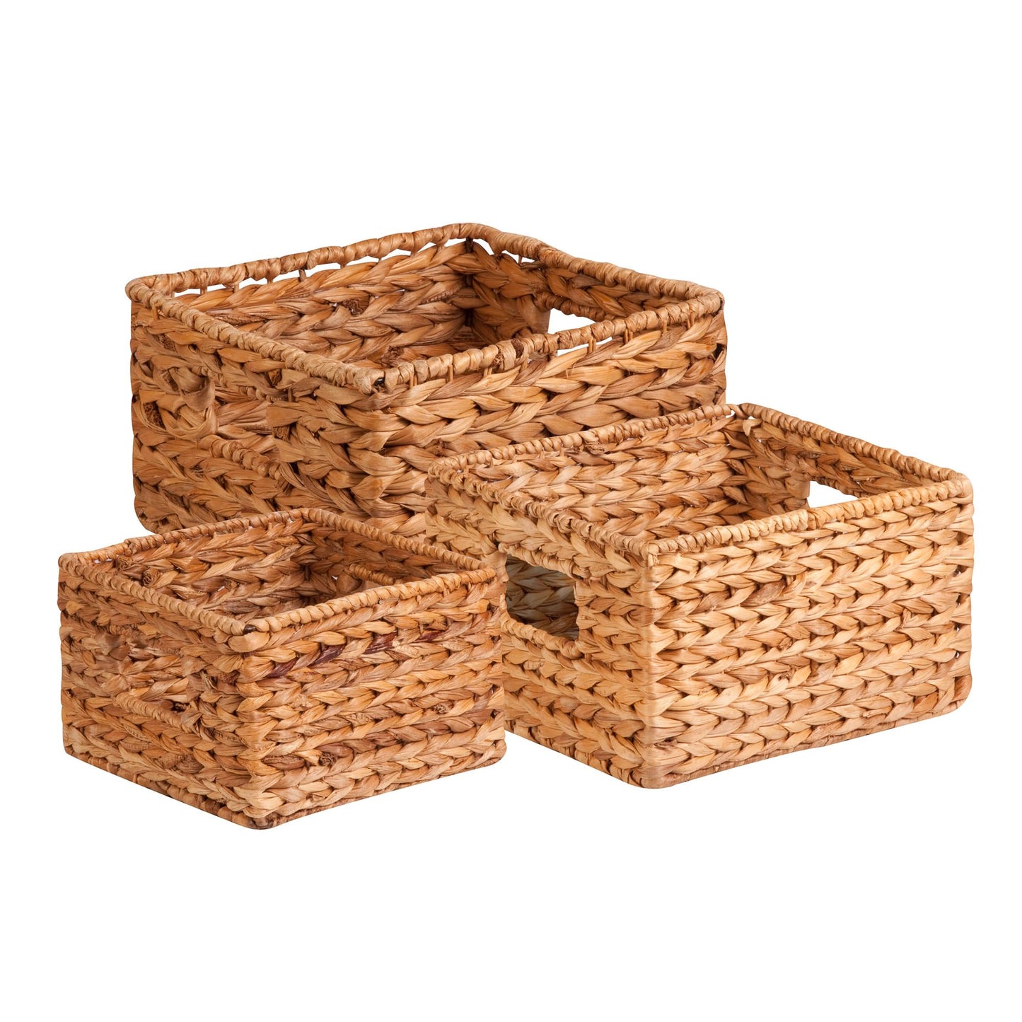 Honey-Can-Do Woven Water Hyacinth Wicker Storage Baskets, Nesting Set of 3