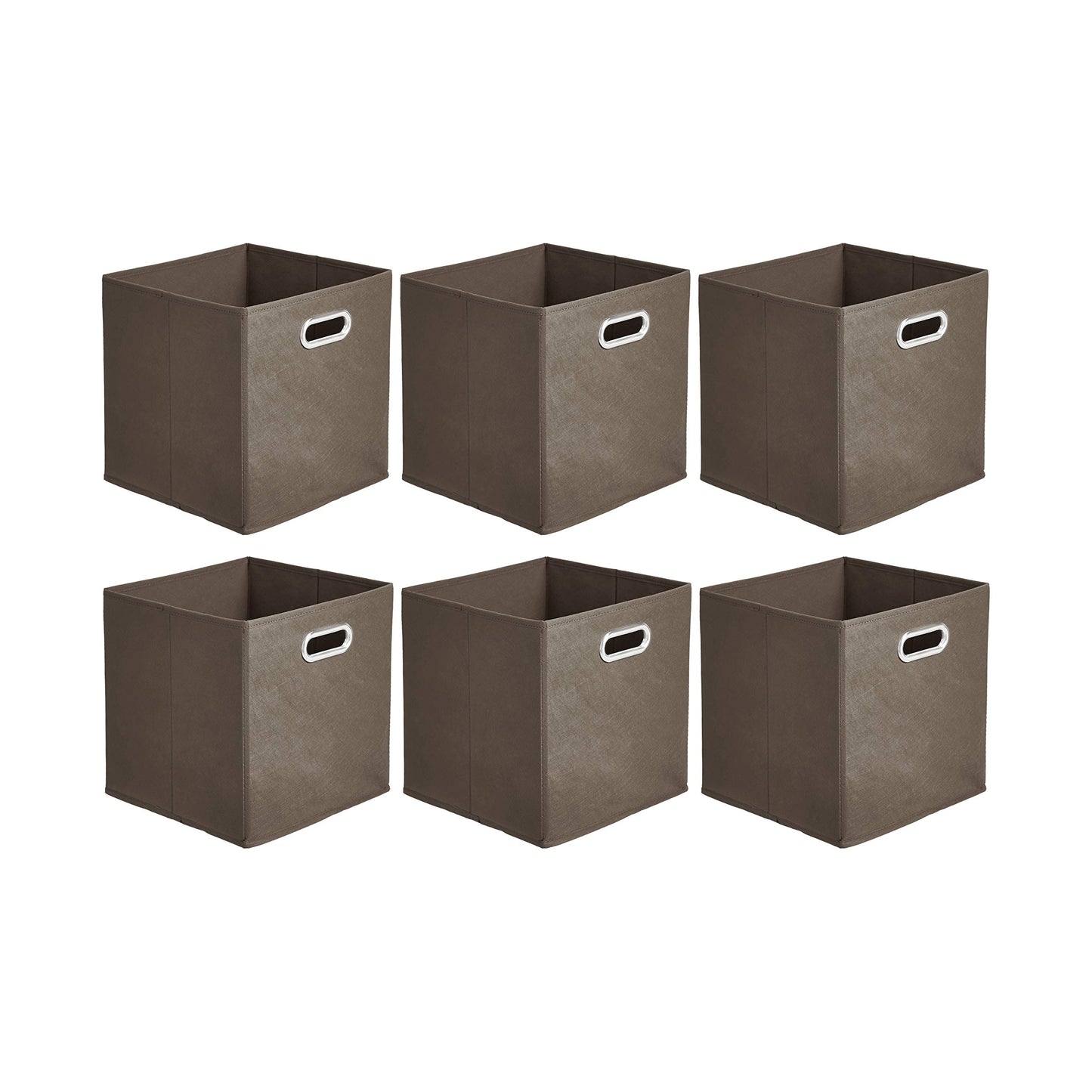 Amazon Basics Collapsible Cube Storage Bins, Space-Saving, Organizing Fabric Bins with Handles, 10.5 x 10.5 x 11 inches, Light Grey, 6-Pack