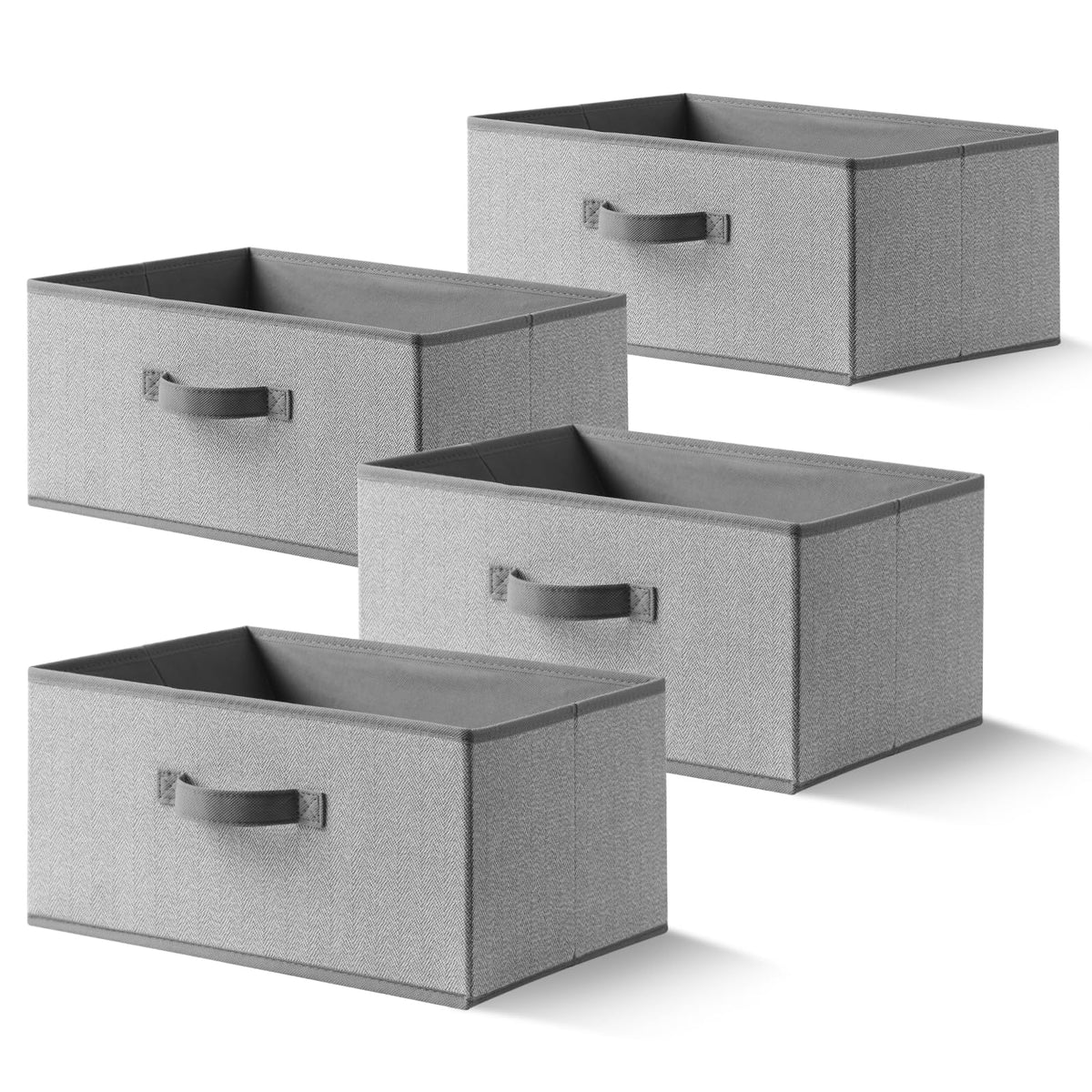 Storage Baskets, 11-Inch Woven Fabric Bins, Storage Cubes with Reinforced Handles, Organizer Bins for Closet Shelves, Foldable, for Toys, Clothes, Natural Beige (2PCS/Beige-11*11*7.8inch)