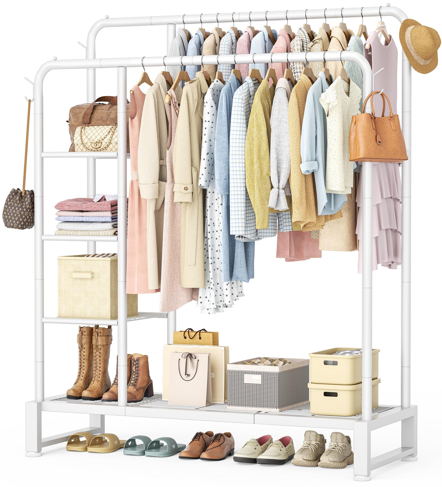 Double Rods Clothes Rack Clothing Rack, Clothes Rack for Hanging Clothes