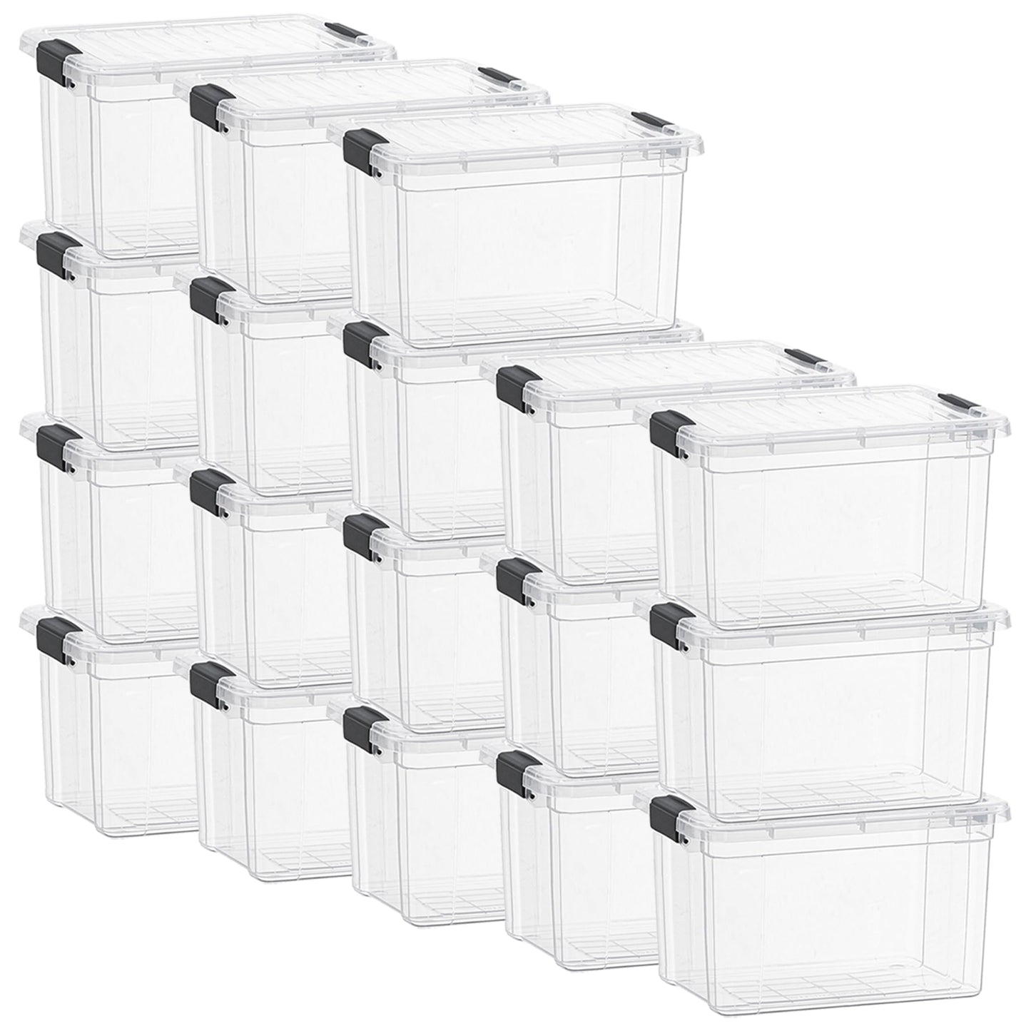Superio Clear Plastic Storage Bins with Lid, 4.5 Quart Box, Organizing Containers, Stackable Plastic Tote for Home, Garage, Dorm, School, and Office