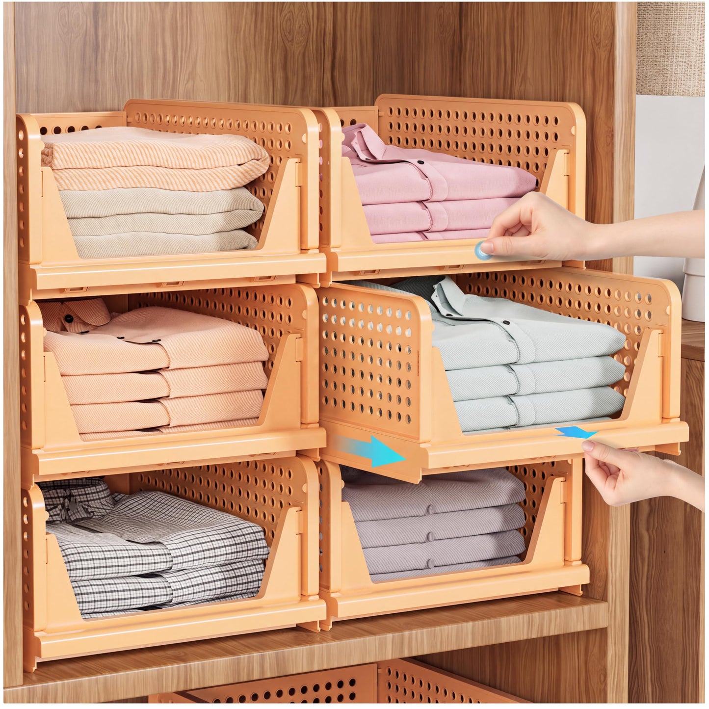8 Pack Closet Organizers and Storage, Stackable & Foldable Closet Bins