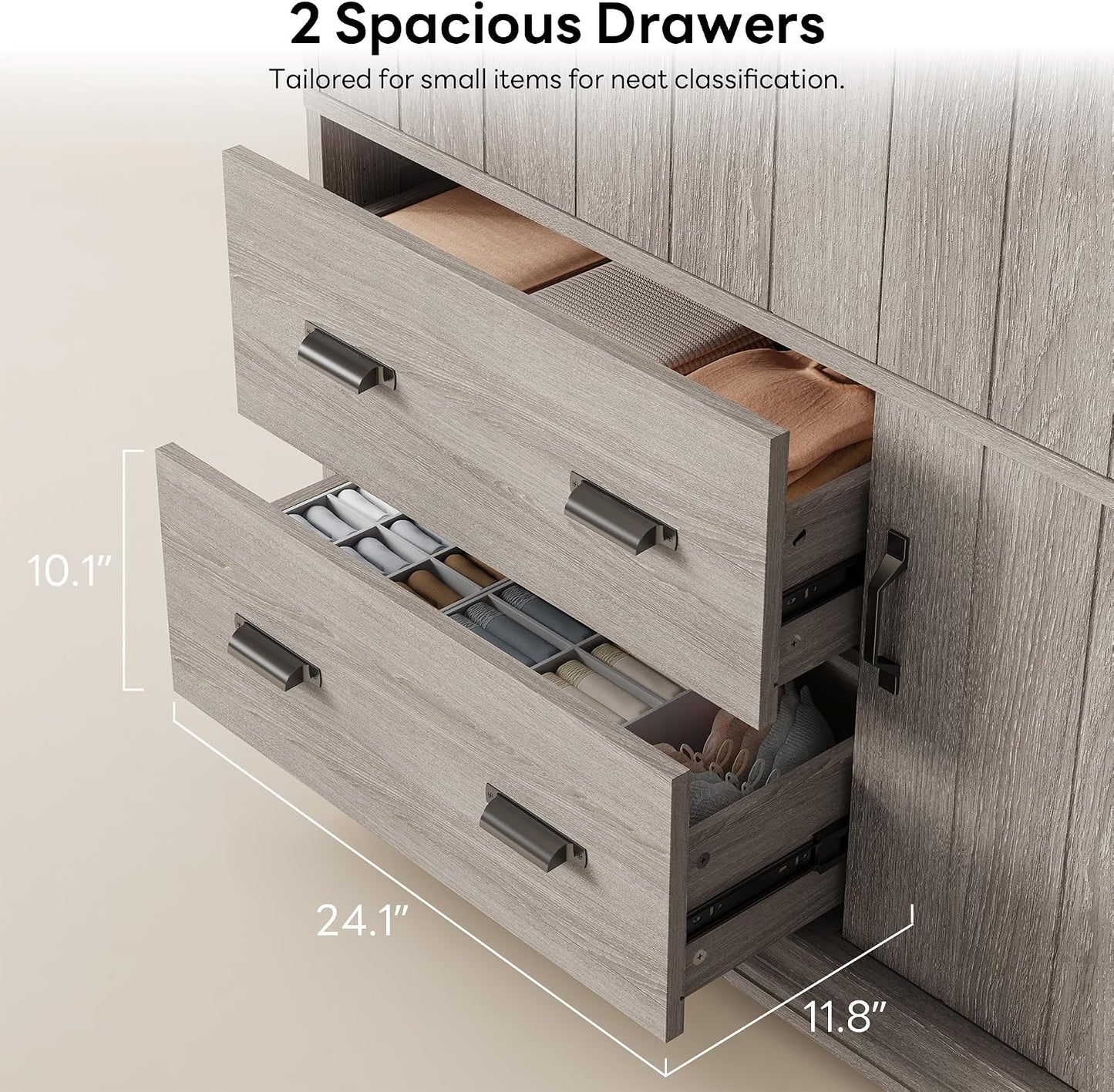 Bedroom Armoire with Drawers, 70" Freestanding Wardrobe Closet, Grey Oak