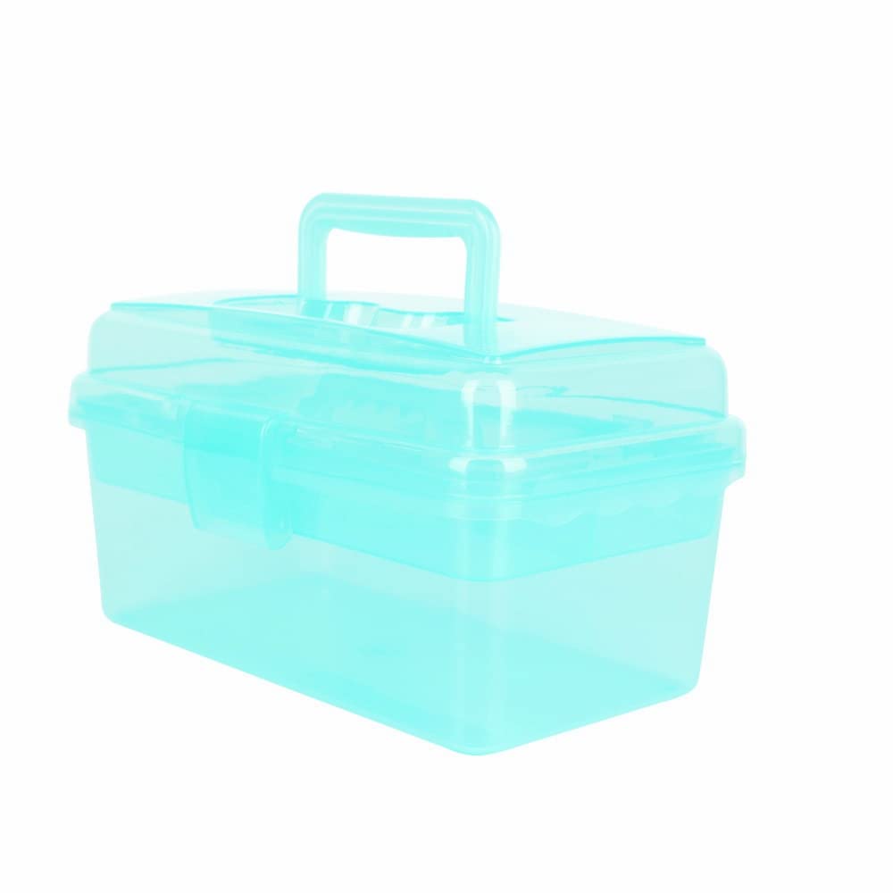 Multipurpose Plastic Storage Container Box with Handle and Latch Lock, Clear Gray