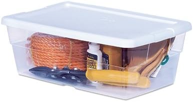 Sterilite Storage Boxes, Stackable Clear Plastic Bins, 6 Quart, 12-Pack