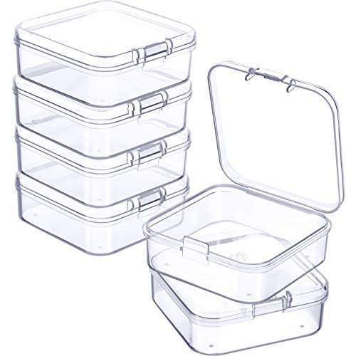 Jetec 6 Pieces Small Clear Plastic Storage Box, 3.3 x 2.1 x 1 Inch