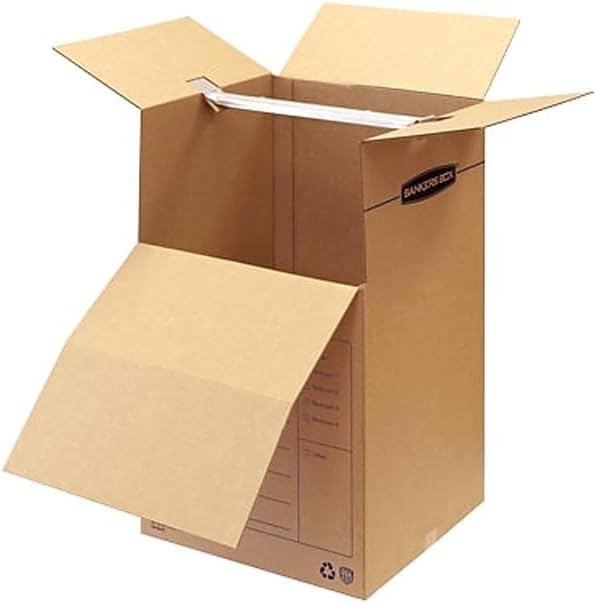 ‎Bankers Box 3-Pack Short Wardrobe Moving Boxes, 20" x 20" x 40"