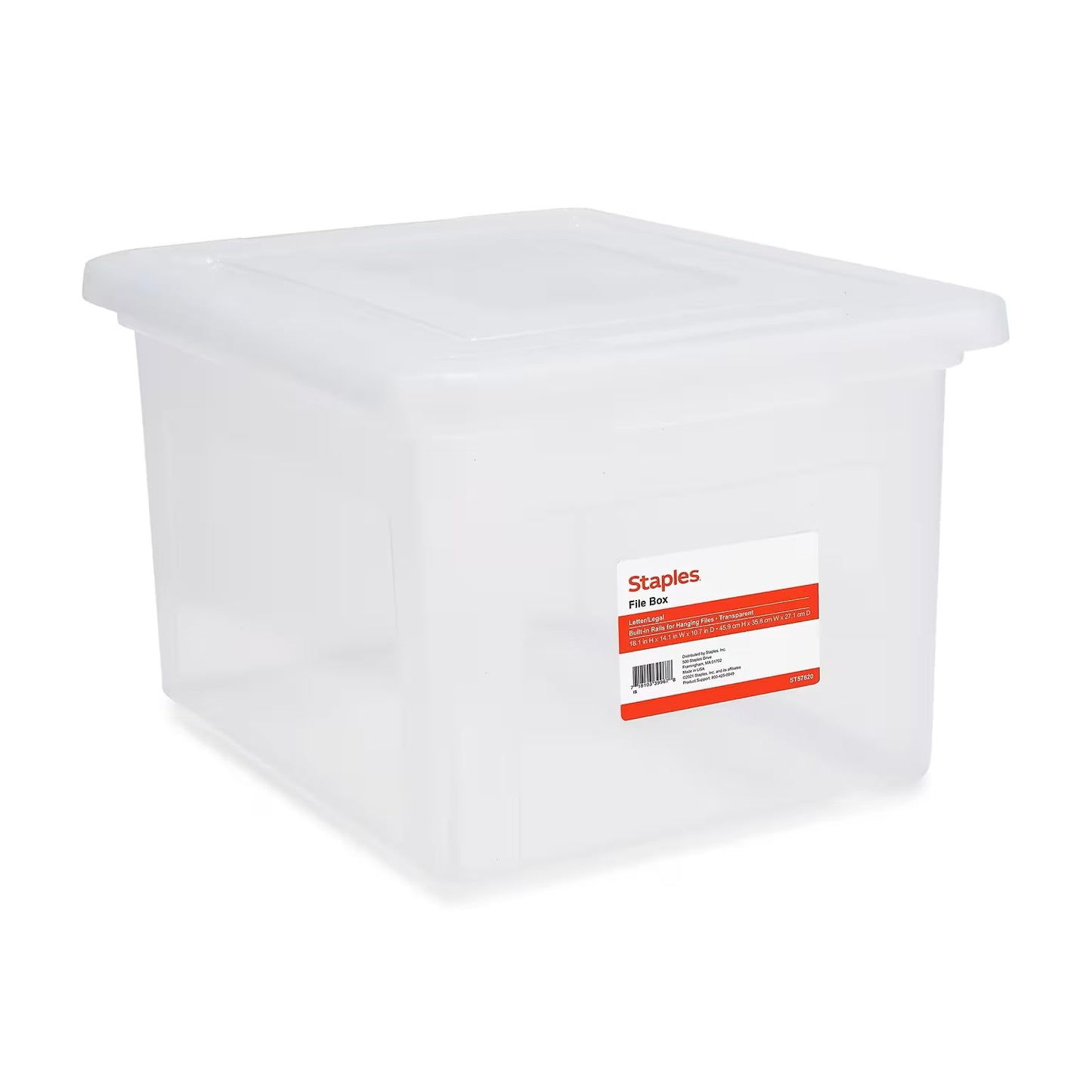 Staples Hanging File Folder Box, Storage Bin Organizer, Snap Lid, Clear