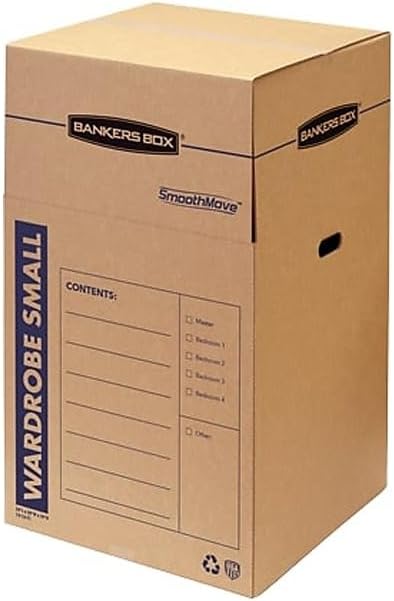 ‎Bankers Box 3-Pack Short Wardrobe Moving Boxes, 20" x 20" x 40"