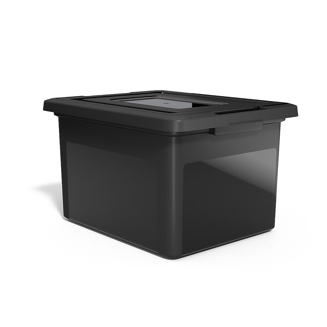 Staples Hanging File Folder Box, Storage Bin Organizer, Snap Lid, Clear