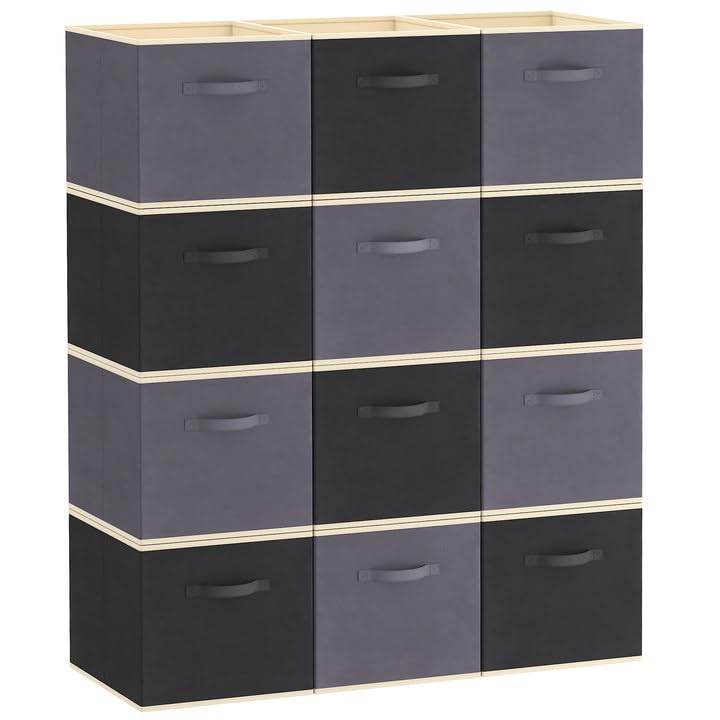 Lifewit Storage Cubes, 11 Inch Organizer Bins, 18L Gray, 12 Packs