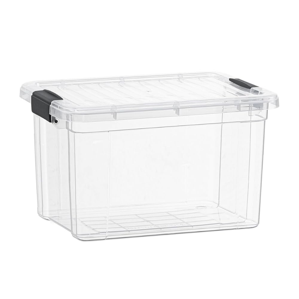Superio 13.7 Quart Clear Plastic Storage Bin with Lid, Stackable Organizer Box, BPA-Free Storage Container for Home, Garage, School & Office, 1 Pack