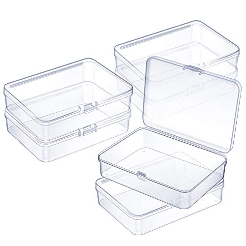Jetec 6 Pieces Small Clear Plastic Storage Box, 3.3 x 2.1 x 1 Inch