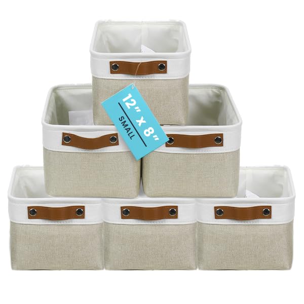 OrganiHaus 15x11in Canvas Storage Baskets 3 Pack - Fabric Bins for Shelves