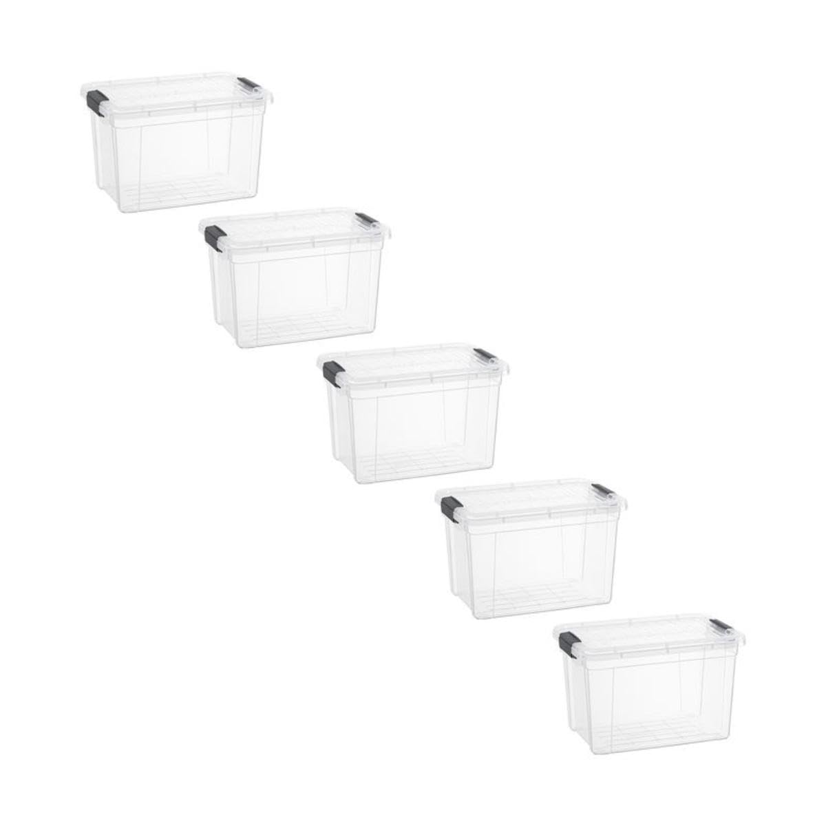 Superio Clear Plastic Storage Bins with Lid, 4.5 Quart Box, Organizing Containers, Stackable Plastic Tote for Home, Garage, Dorm, School, and Office