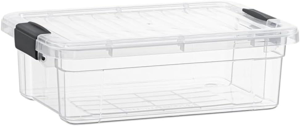 Superio 13.7 Quart Clear Plastic Storage Bin with Lid, Stackable Organizer Box, BPA-Free Storage Container for Home, Garage, School & Office, 1 Pack