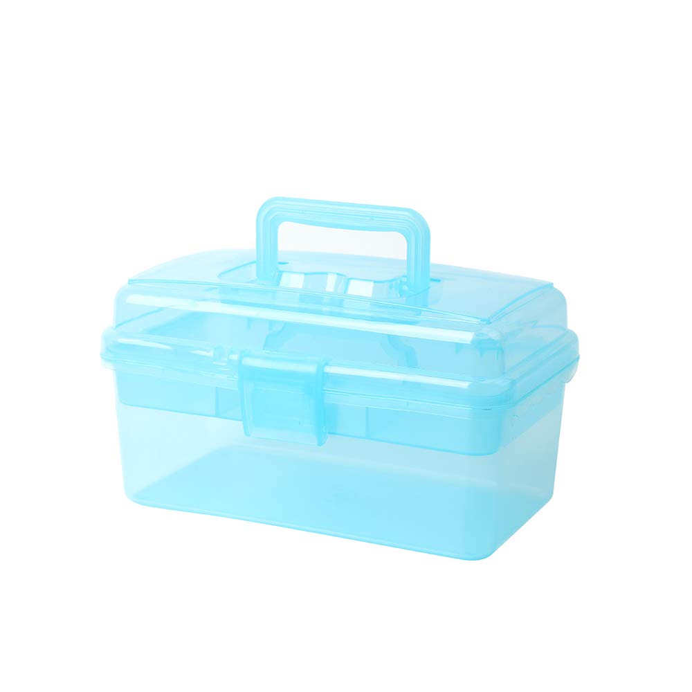 Multipurpose Plastic Storage Container Box with Handle and Latch Lock, Clear Gray