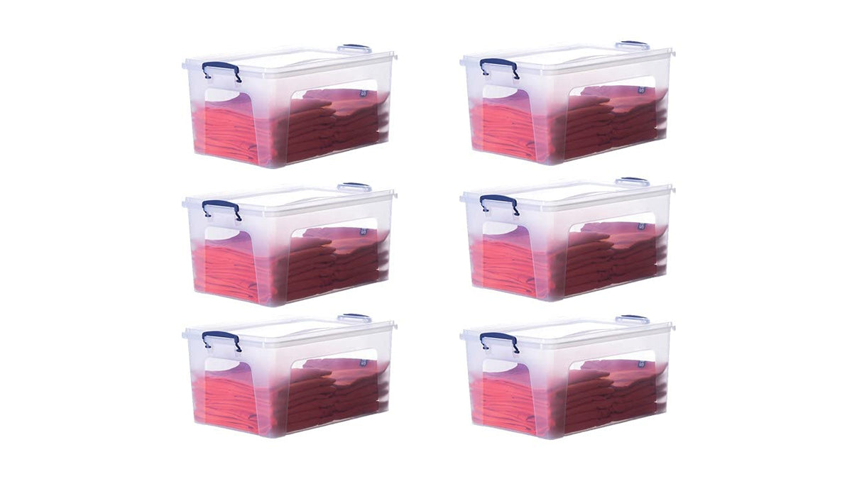 Superio Clear Plastic Storage Bins with Lid, 4.5 Quart Box, Organizing Containers, Stackable Plastic Tote for Home, Garage, Dorm, School, and Office