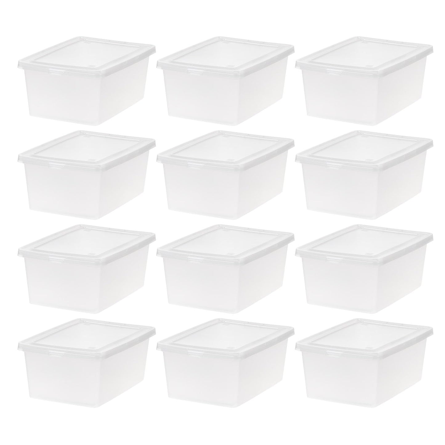 IRIS USA 12-Pack 7 Qt Storage Bins with Lids, Clear, Stackable