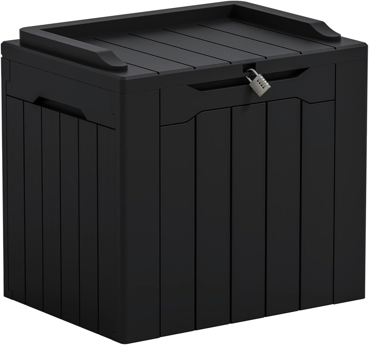 Greesum Outdoor Storage Box 31 Gallon Storage Box with Lid for Patio Furniture, Garden Tools, Pool Supplies, Waterproof and UV Resistant, Lockable, Dark Black