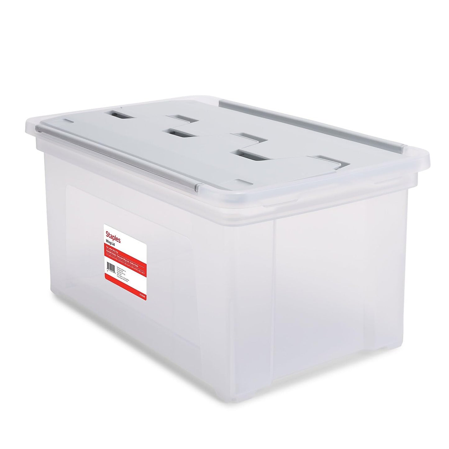 Staples Hanging File Folder Box, Storage Bin Organizer, Snap Lid, Clear